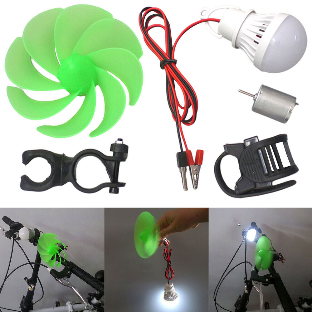 Mini Wind Turbine Motor Blade W/Bulb DIY Kit Power Alternative Energy Generator#
