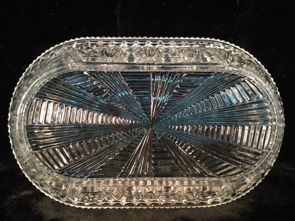 Unique Clear Glass Geometric Celery Dish