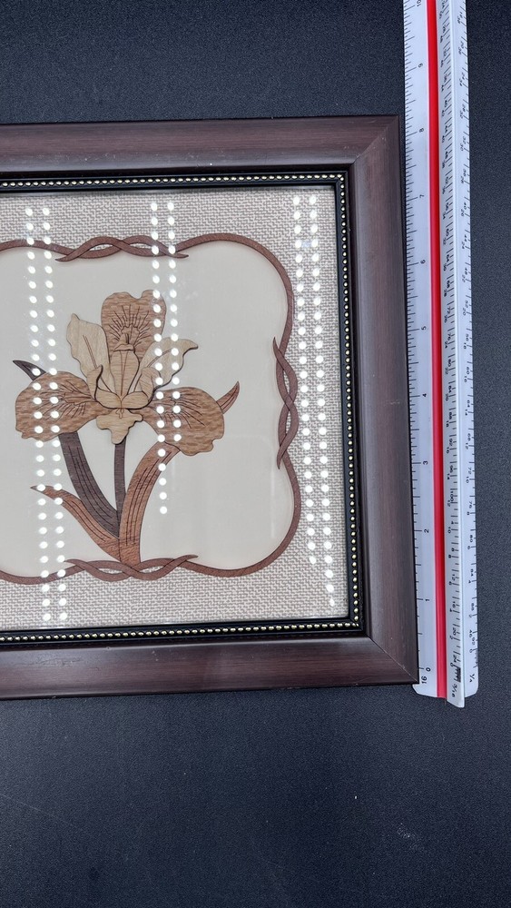 UNIQUE Layered 3D Wood Iris Flower Framed Artwork