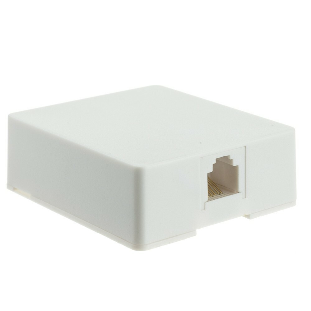 3 Telephone Modular Single Port Surface Mount Jack, RJ11, WHITE
