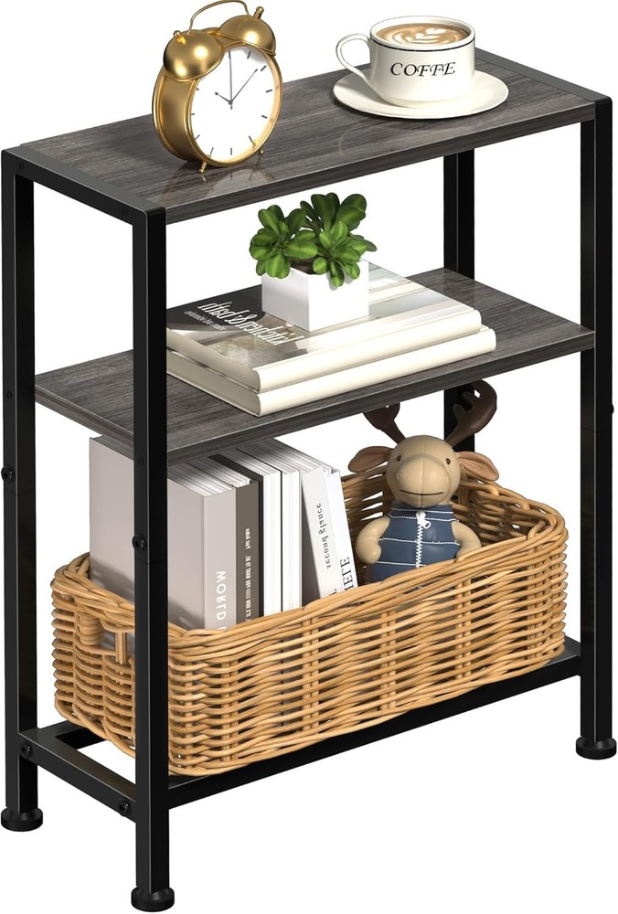 Narrow Side Table Small Space 2-Tier Small End Table W/ Shelf Holder Durable New