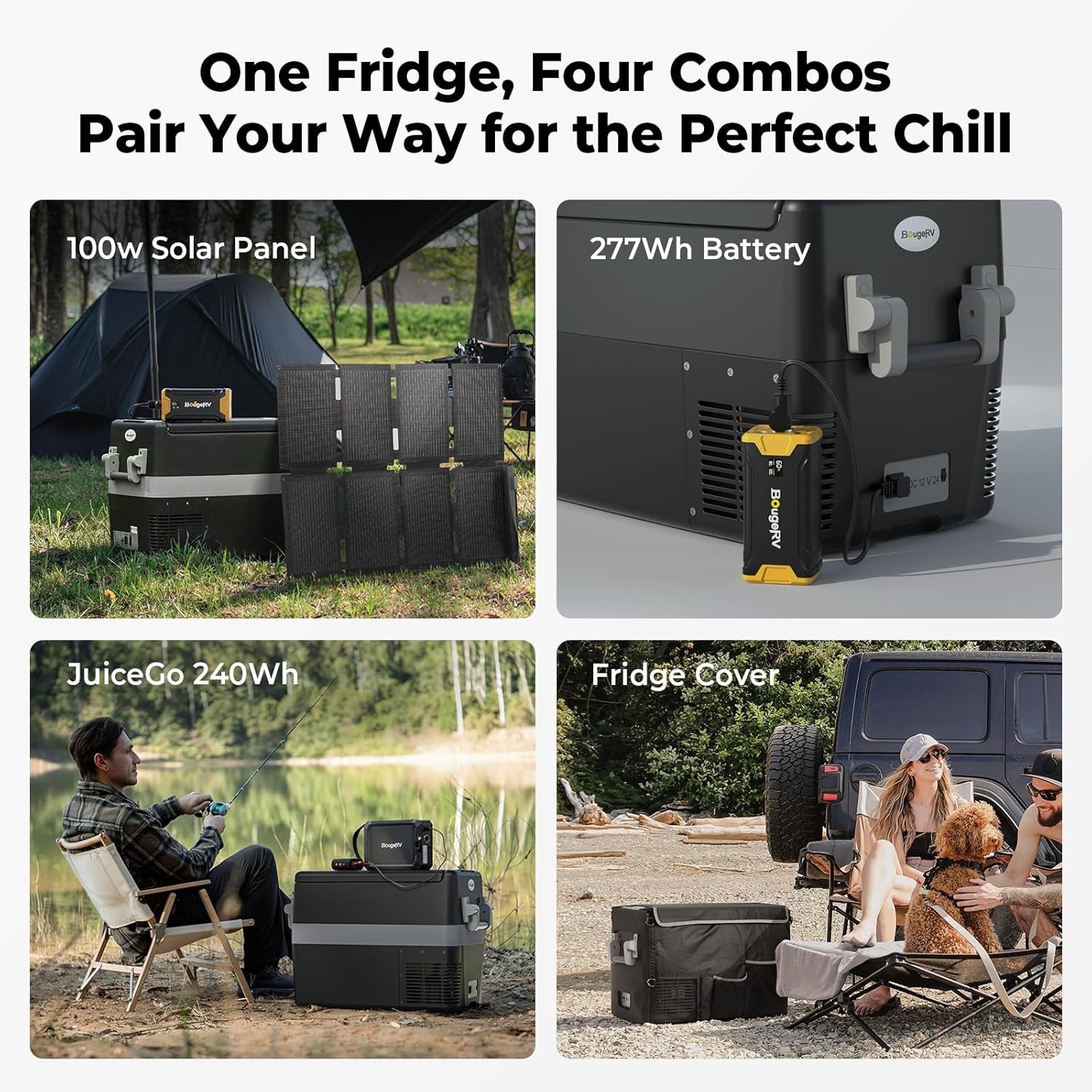 BougeRV 42 Quart Car Refrigerator Portable Freezer Cooler 40L Truck Fridge 12V