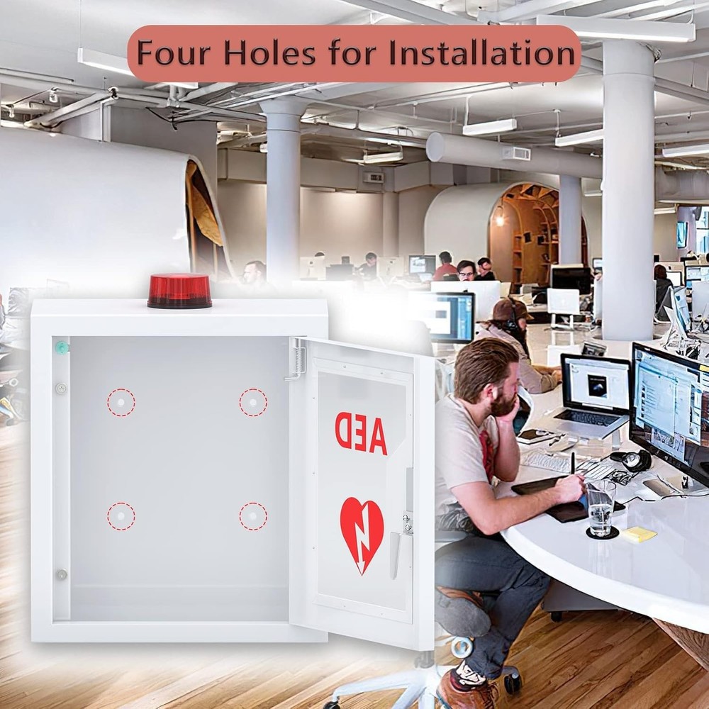 Durable Steel AED Cabinet with Secure Lock and Visual Identification Window