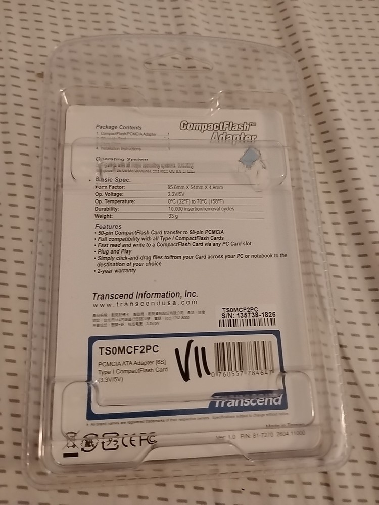 Transcend Compact Flash Adapter TS0MCF2PC