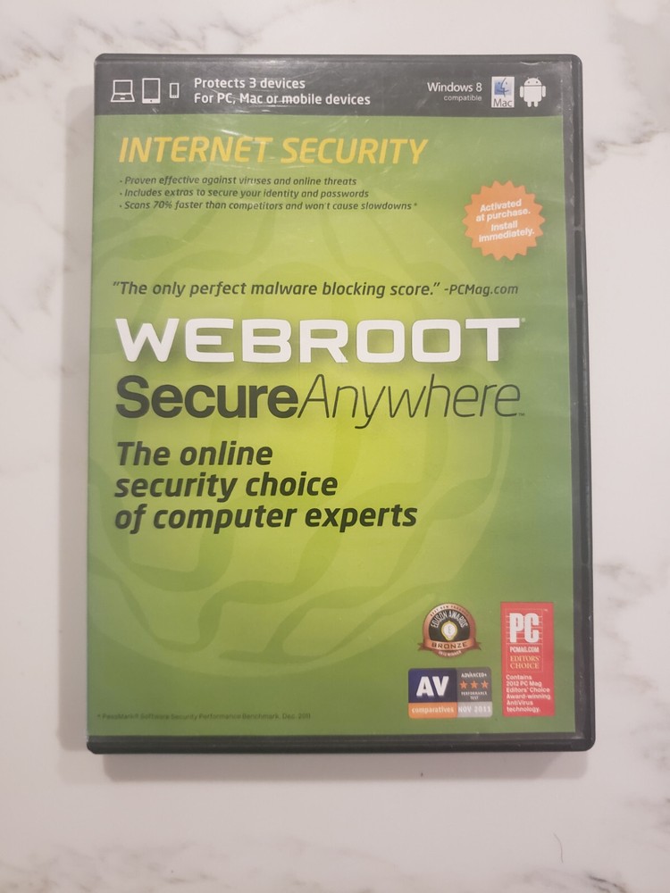 Webroot Secure Anywhere Internet Security Full Ver. 3 Devices PC/Mac/Mobile 2012