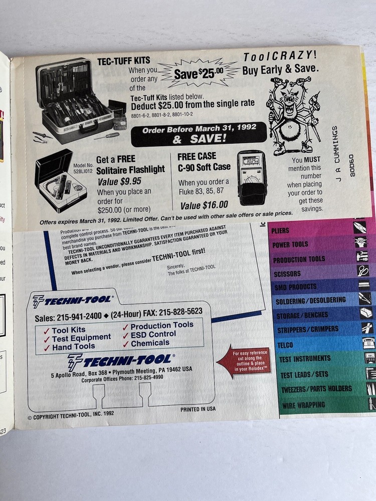 Techni-Tool Catalog 42 1992 Electronic Tool Kits