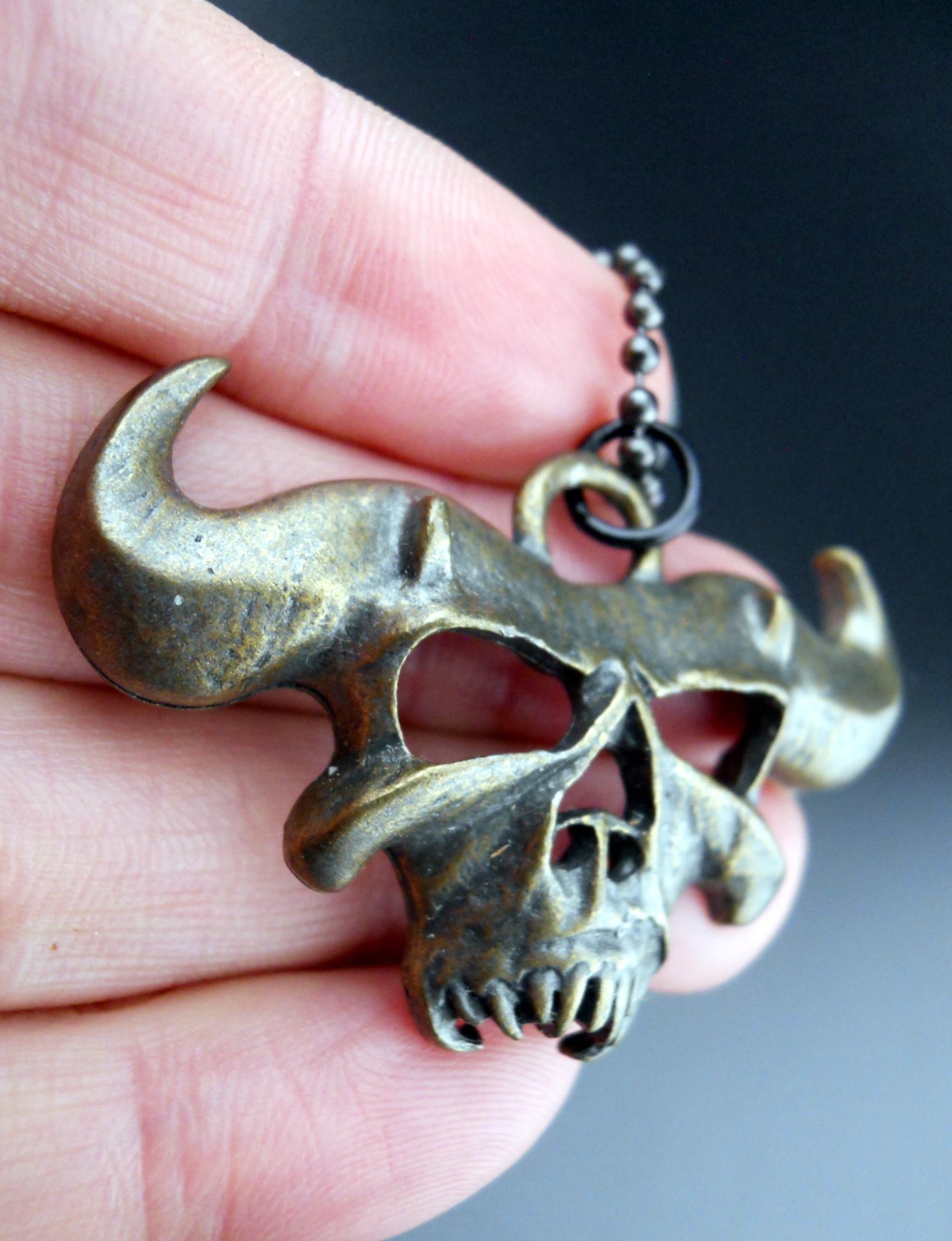 Danzig Necklace New Skull Pendant Rare Antique Gold/Bronze Finish