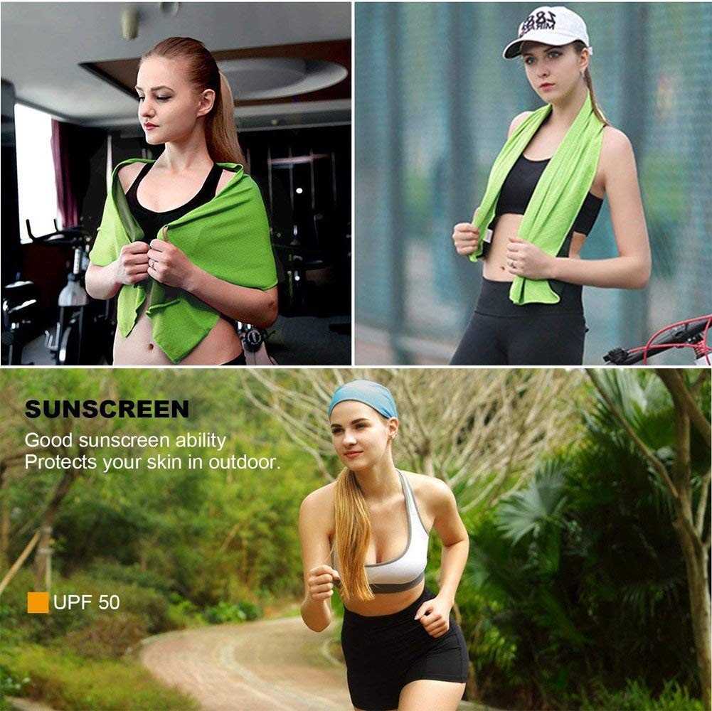 4 Pack Cooling Towels | 40"x12" | Ice Cool for Neck | Microfiber Soft Breatha...