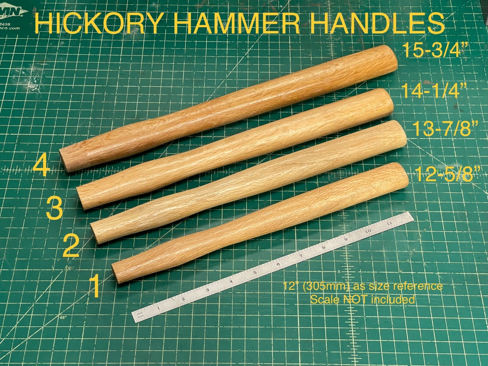 (1) Hickory Hammer Handle, oval eye, machinist/ engineers/ blacksmith hammer