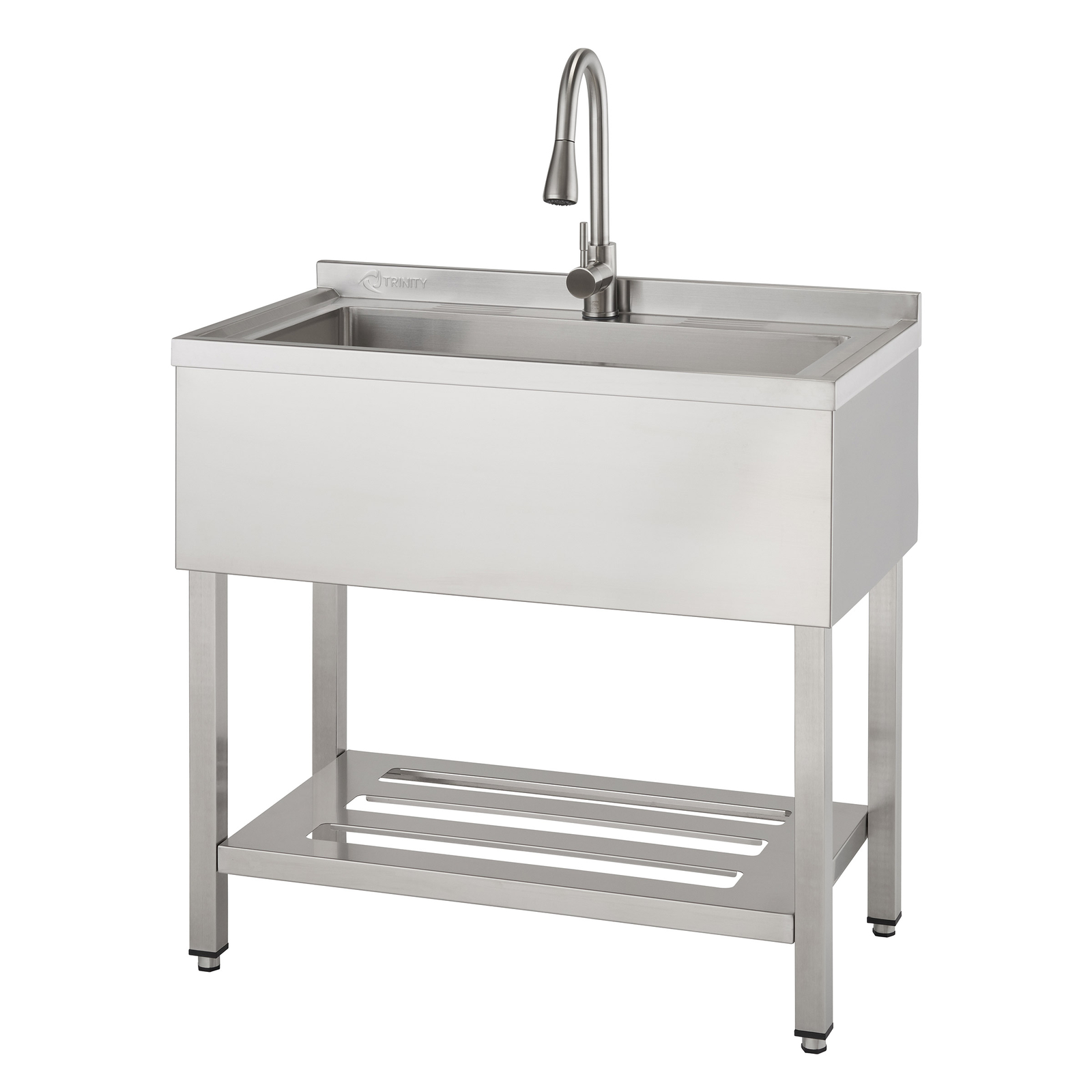 TRINITY 30" X 14" Stainless Steel Utility Sink, Pull-Out Faucet, Garage, Laundry