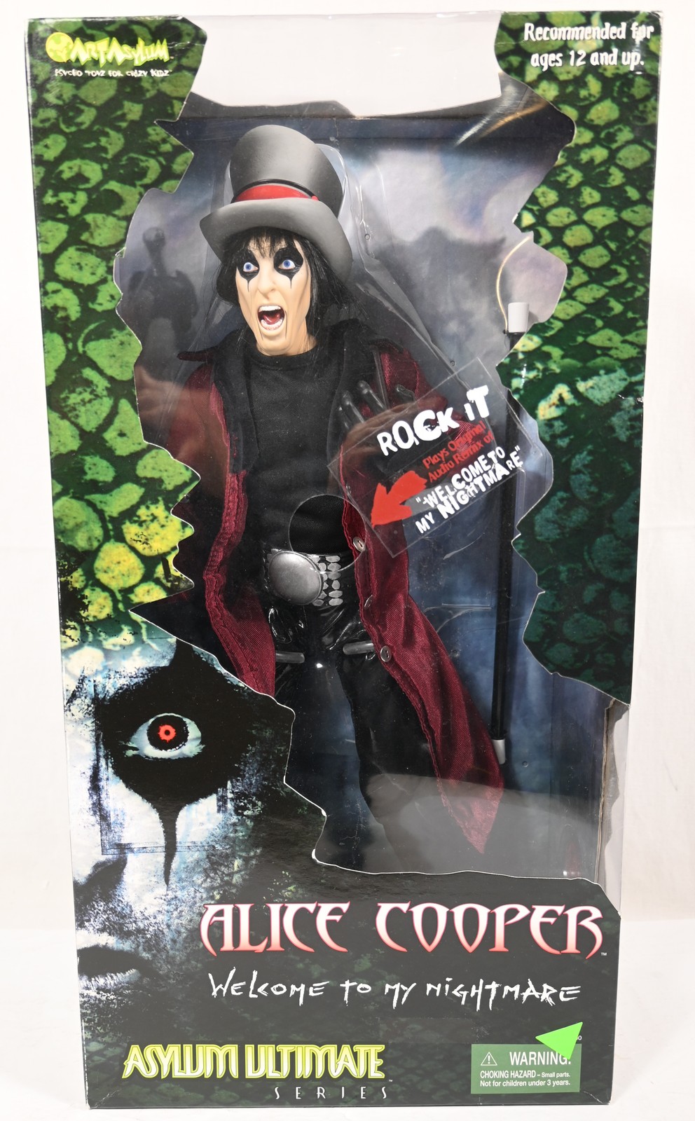 NEW ALICE COOPER Welcome To My Nightmare Art Asylum 18" SINGING ACTION FIGURE