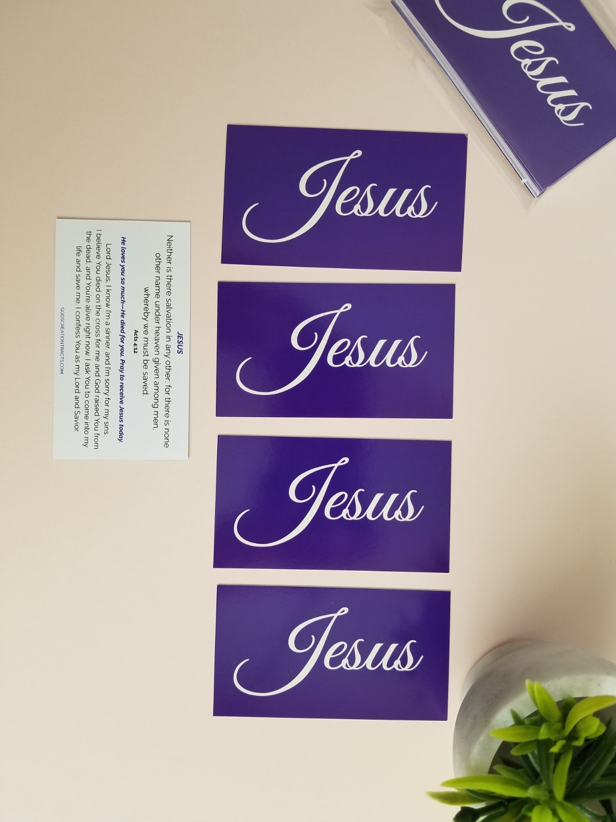 Jesus Gospel Tracts – 50 Salvation Cards (Acts 4:12, 2-Pack) – Evangelism – Free