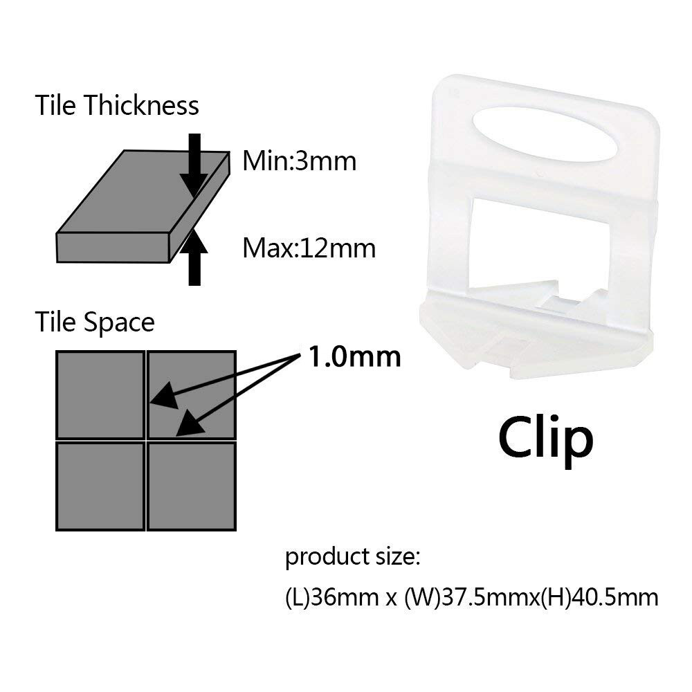 2000 Clips Tile Leveling System Floor Wall 1.0mm 1/32 Tile Spacer Tiling Tool