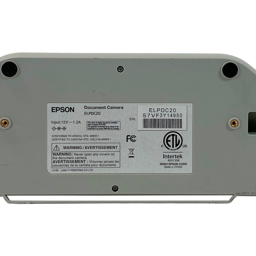 Epson ELPDC20 High-Definition Document Camera Visualiser USB 2.0 HDMI No Adapter