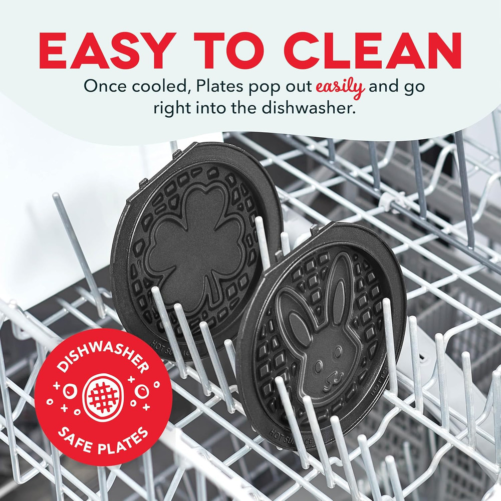 Multimaker Mini System Two 4” Nonstick Removable Waffle Plates (Bunny & Shamrock