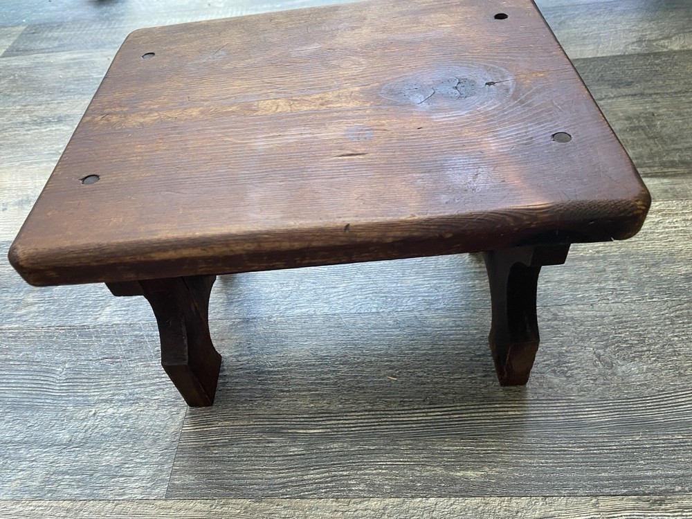 Vtg Solid Wood Footstool 8 1/2” X 11”
