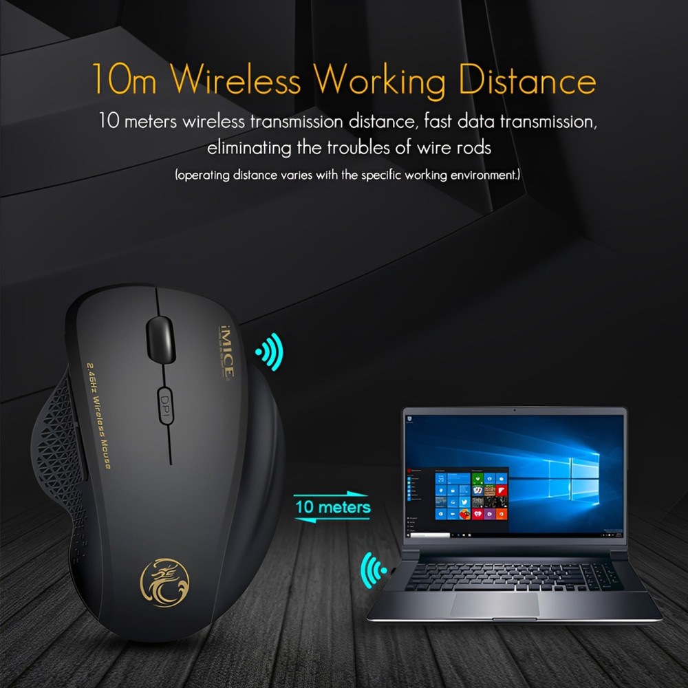 2.4GHz Wireless Optical Mouse Computer Mice 6 Buttons & USB Receiver for Laptop