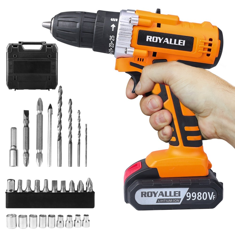 Electric Lithium-Ion Drill Driver 1/2 inch Multi-function Cordless 21V 2 Speed