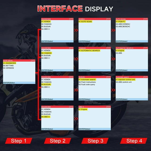 ANCEL MT100 Motorcycle Diagnostic Scan Tool Code Reader ABS Engine Code Scanner