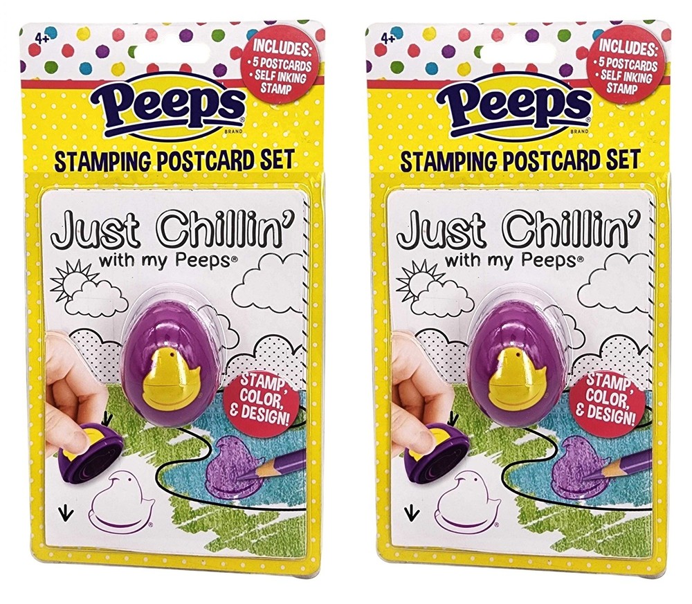 Peeps 2 Pack Easter Egg Stamping Postcard Set Ink Stampers Easter Basket