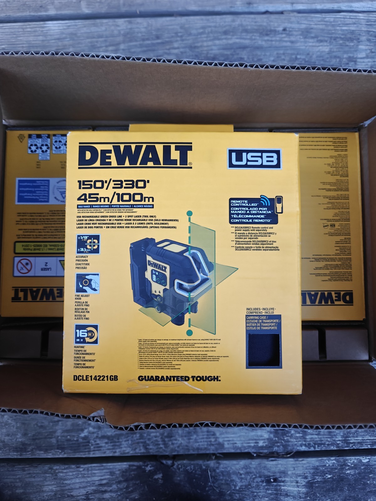 DeWALT Power Tools - DCLE14221GB USB Cross Line Green Beam Laser
