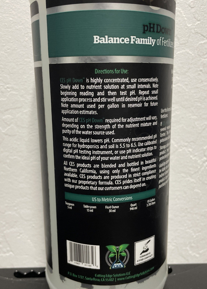 Cutting Edge Solutions PH Down 1 Quart (NEW) FREE SHIPPING