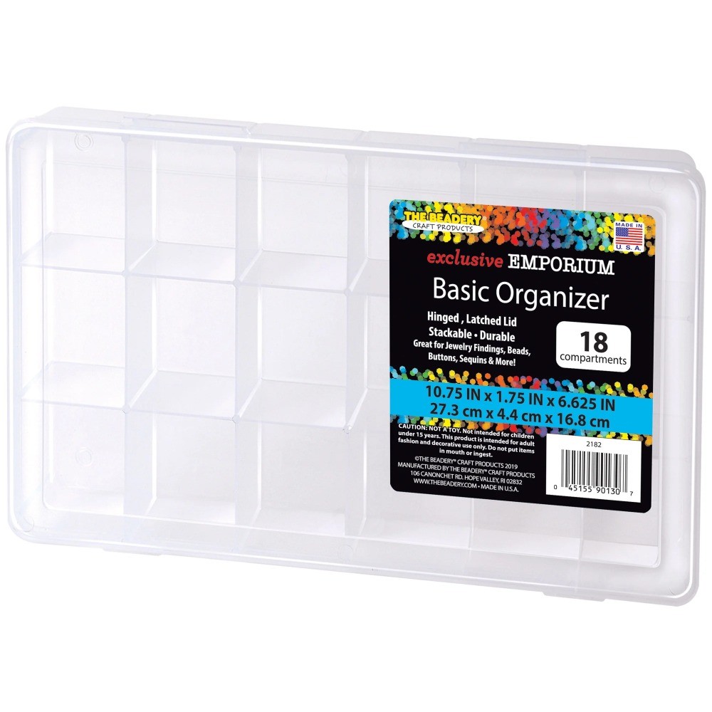 The Beadery - 18 Comp Basic Organizer Box - Clear Plastic - 2182