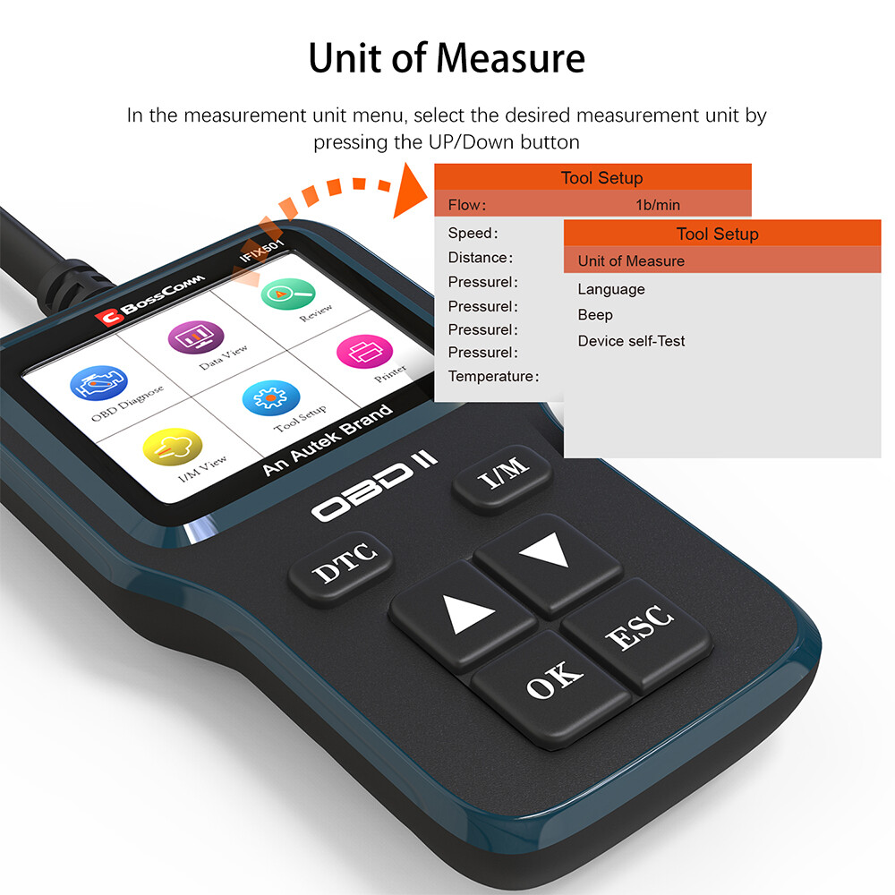 Bosscomm IFIX501 Code Reader OBD2 Scanner Check Engine Fault Diagnostic Tool