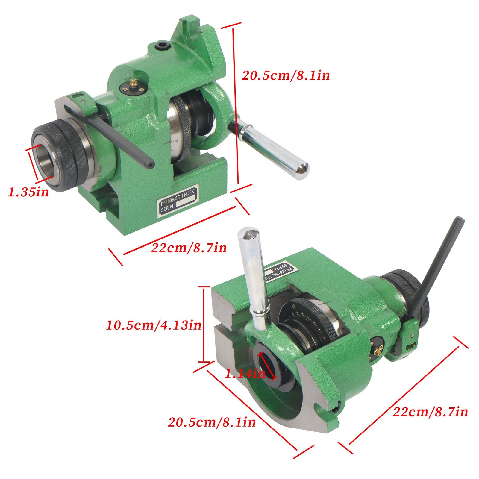 .0004" Spindle Thread Vertical Horizontal Collet 5C Spin Index Fixture Milling