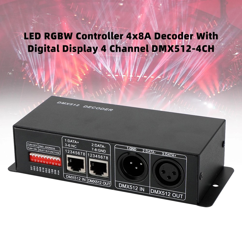 LED RGBW Controller 4x8A Decoder With Digital Display 4 Channel DMX512-4CH UE