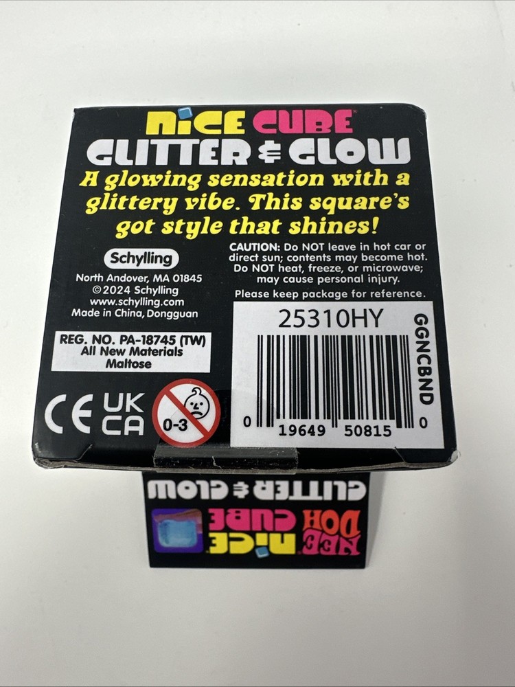 PINK NEEDOH NICE CUBE GLITTER & GLOW! NEW! SUPER SOLID SQUISH!