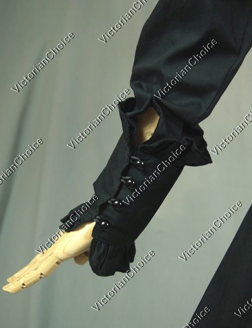 Victorian Gothic Women Romantic Vintage Ruffle Black Blouse Shirt Steampunk B007