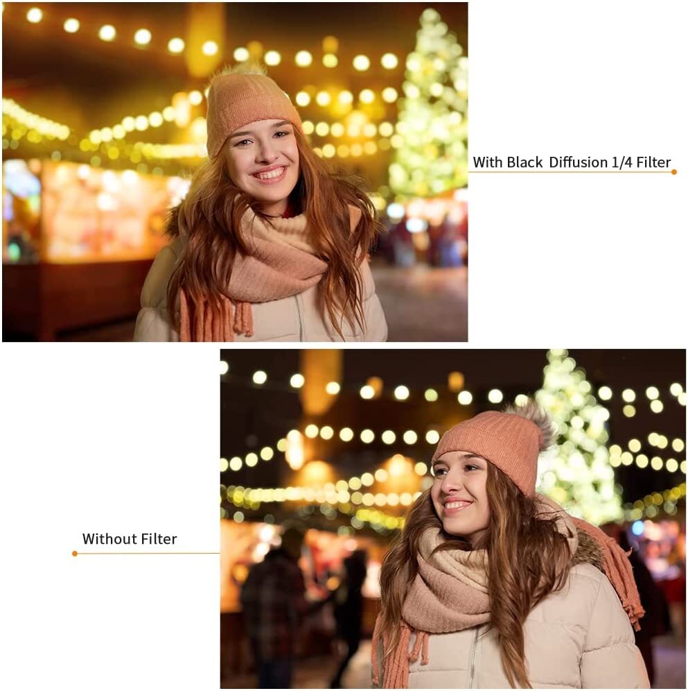 K&F Concept 1/4 Black-Mist Filter Black Diffusion Soft Glow Diffuser Lens Filter