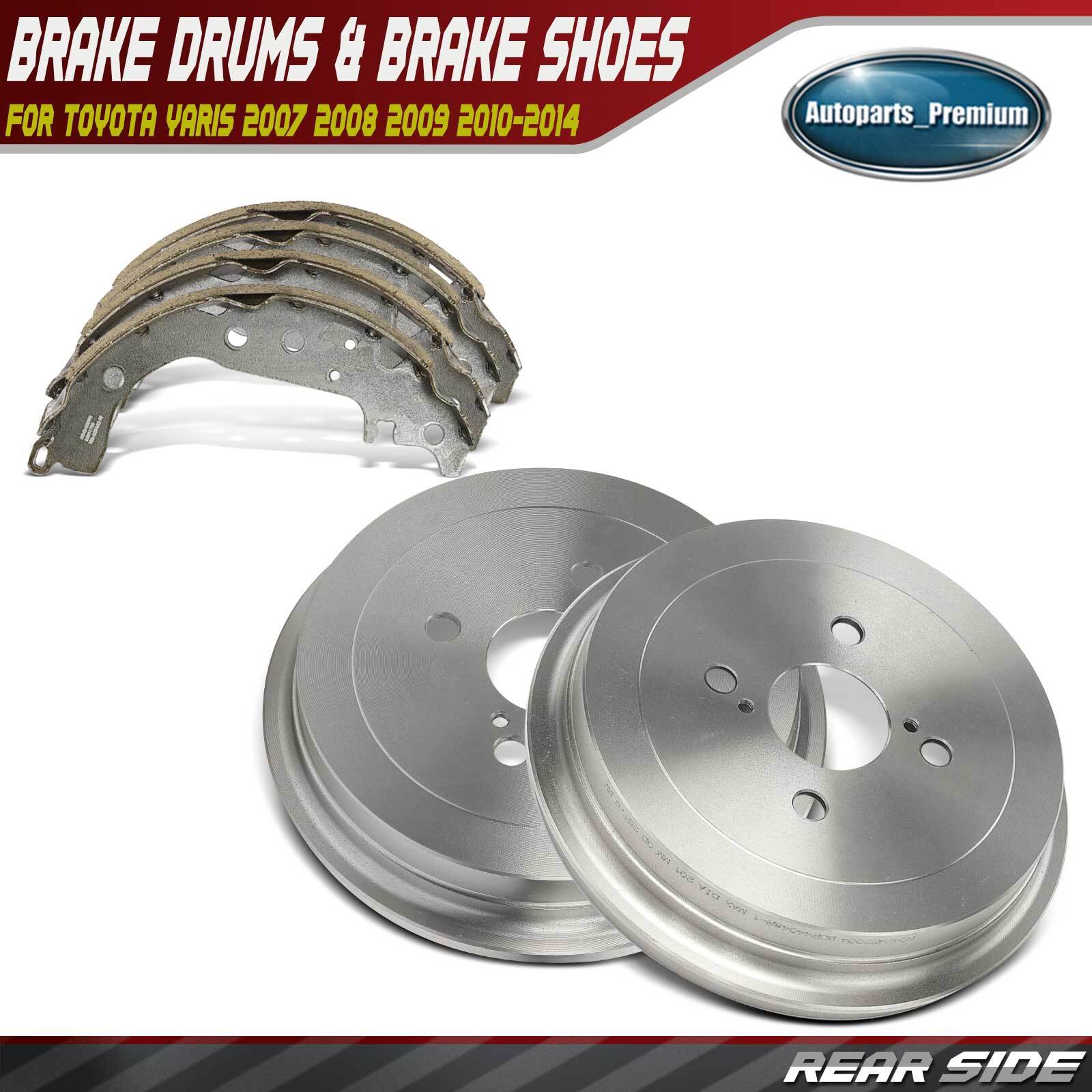 Rear Brake Drums +Ceramic Brake Shoes for Toyota Yaris 2007 2008 2009 2010-2014