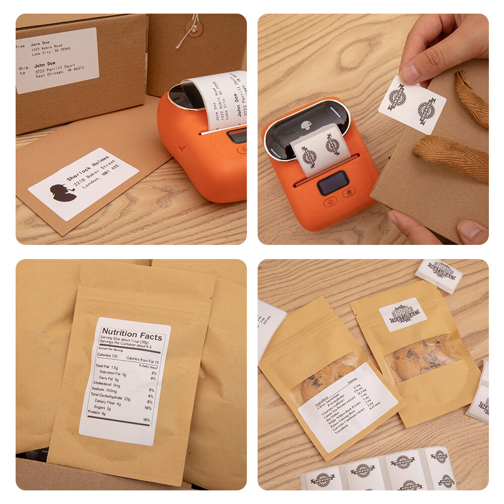 Phomemo M110 Portable Thermal Label Printer Mobile Barcode Printer+3 Rolls Paper