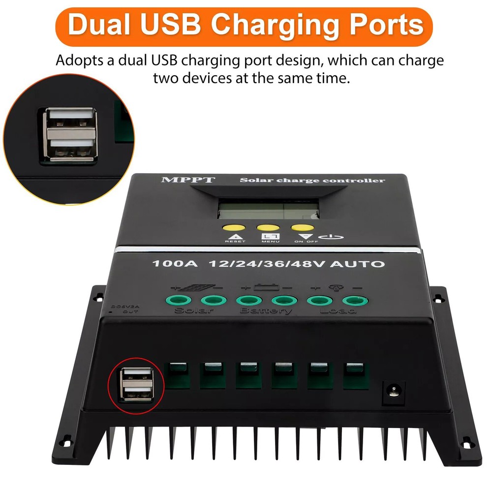 MPPT 100A 12V/24V/36V/48V Solar Charge Controller Auto Controller Battery Charge