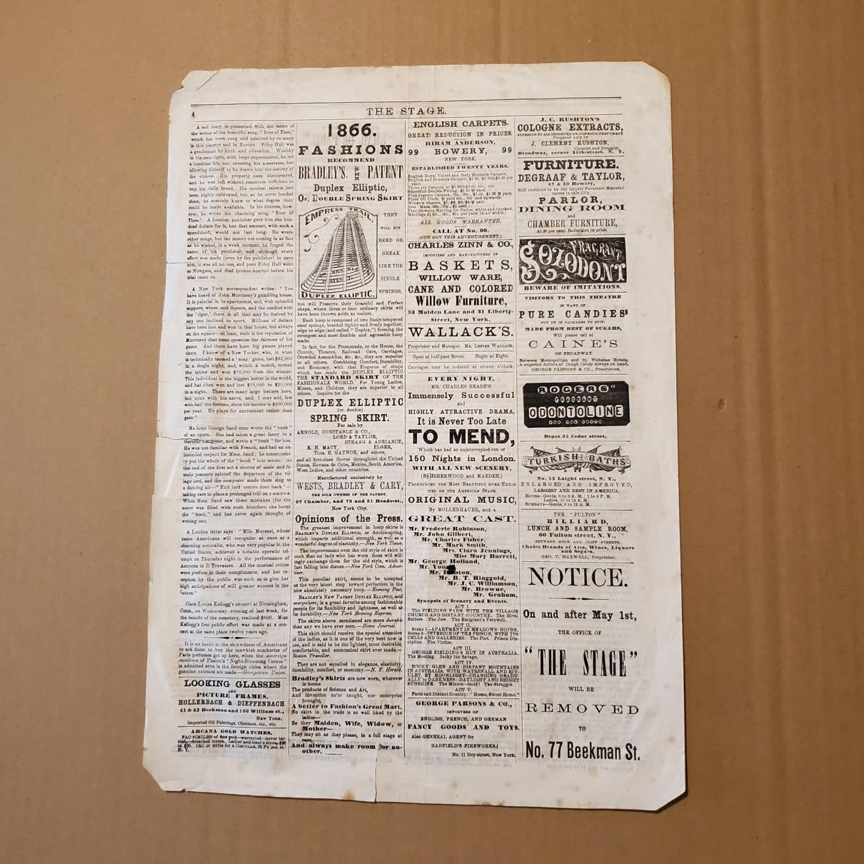 5019----1866 The Stage NYC theatre bulletin