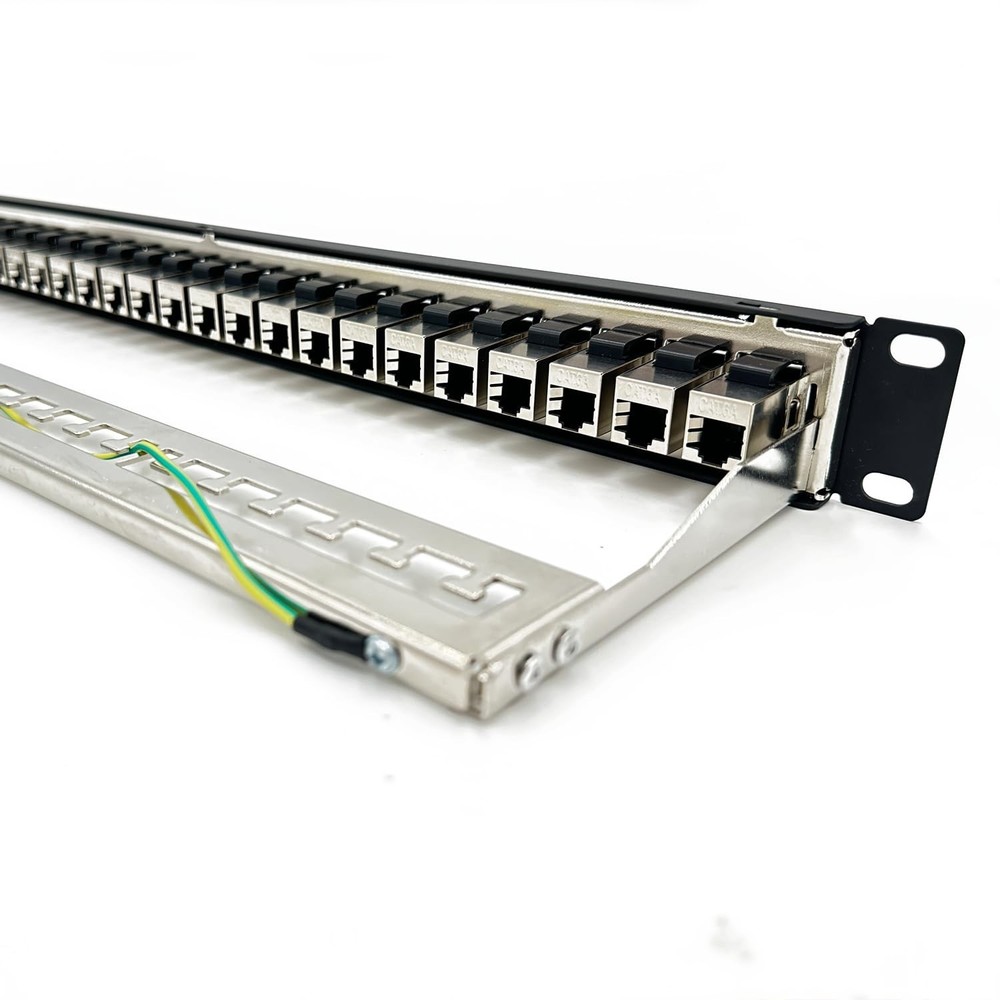 ETS 24-Port CAT6A FTP Shielded 1U Patch Panel 19-Inch Loaded w/Tool-Less Keys...