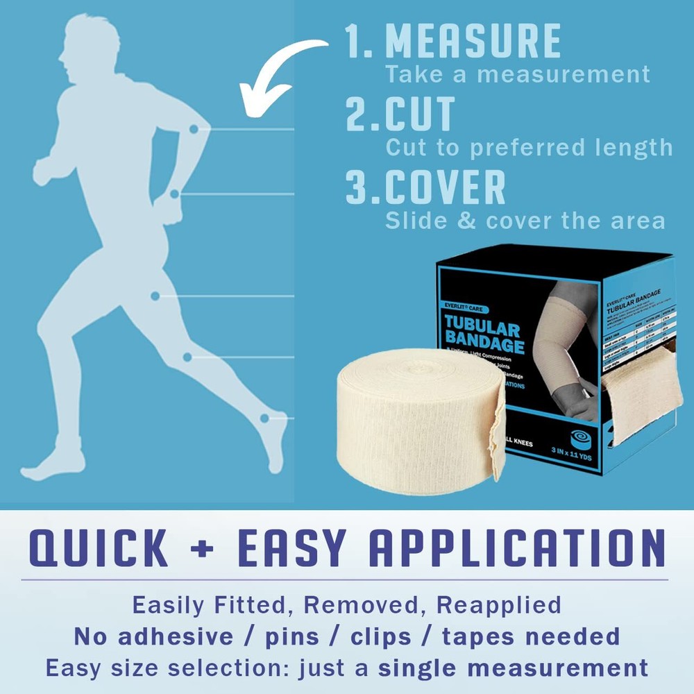 Compression Bandage Roll - Elasticated Tubular Support - Size E - 3.5" x 11 yd