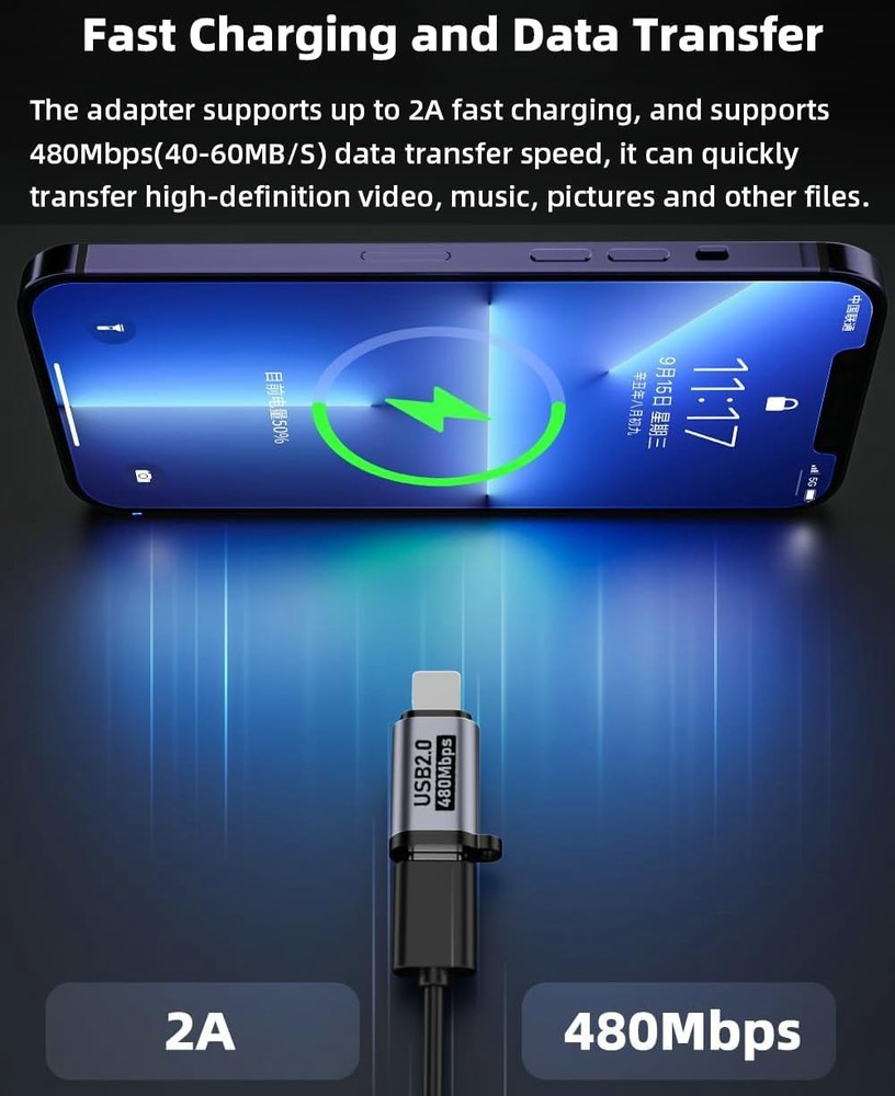 WITRN USB C/Lighting to Micro Adapter, Type C/Micro Metallic Gray