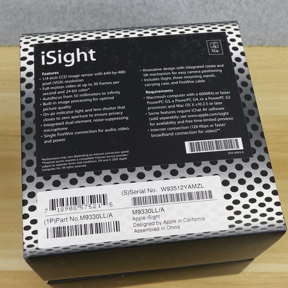 Apple iSight Webcam Camera M9330LL w/ Noise Suppression Microphone Retro 2003