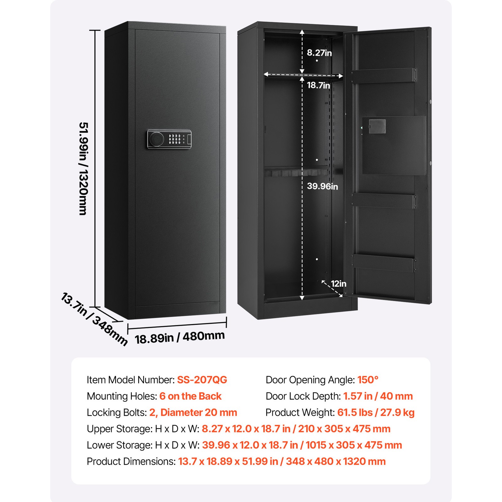 Uimoso 6-8 Gun Safe Long Gun Cabinet for Rifles & Pistols with Key and Password