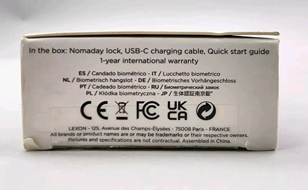 Lexon Nomaday Lock Black Biometric Fingerprint Padlock