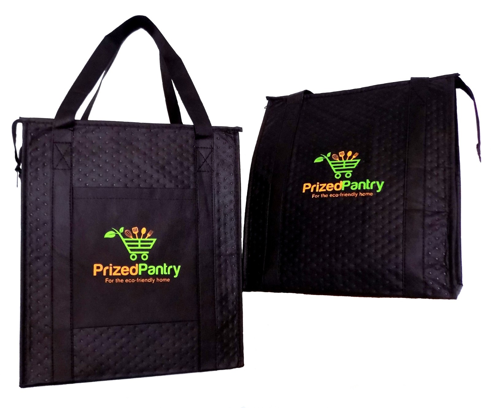 Set of 2 Insulated Reusable Grocery Shopping Bags, Large Food Delivery Tote Bags