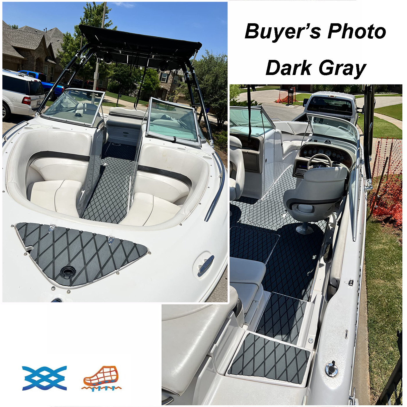 EVA Foam Boat Flooring Nonskid Marine Sea Decking Carpet , Dark Gray Diamond Mat