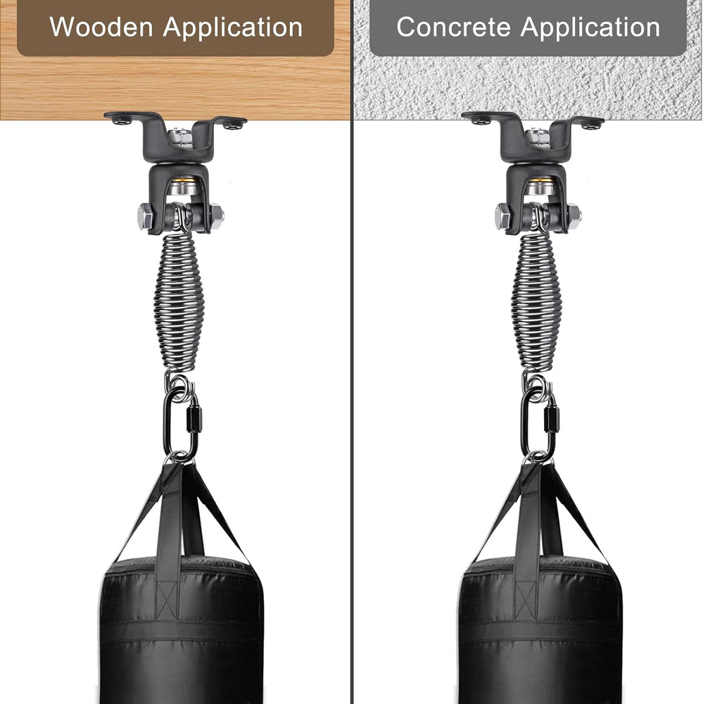 Heavy Bag Ceiling Mount with Spring & Chains 360° Rotation Punching Bag Ceiling