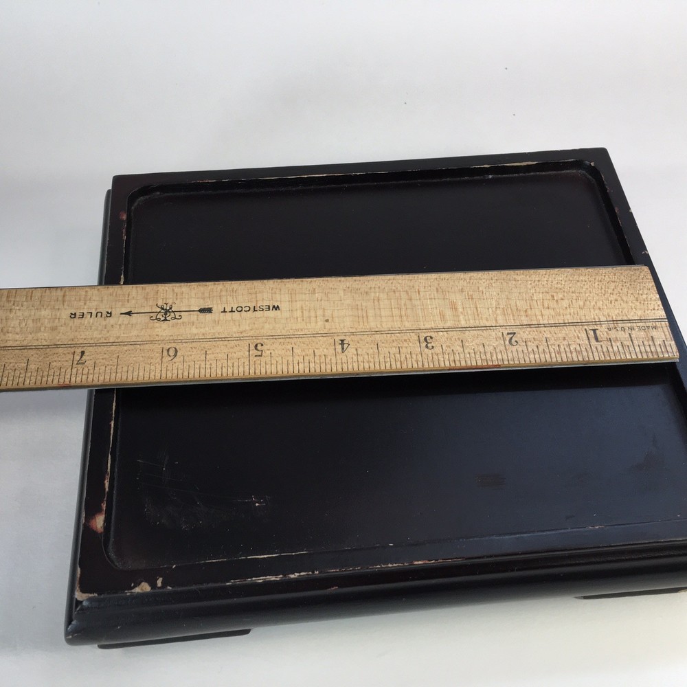 Rectangular Footed Wooden Display Plaque Stand Base Figurine Plants 6"X7"