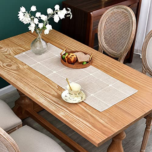 Embroidered Cloth Table Runner Rustic Plaid Farmhouse Table Runners Checkered