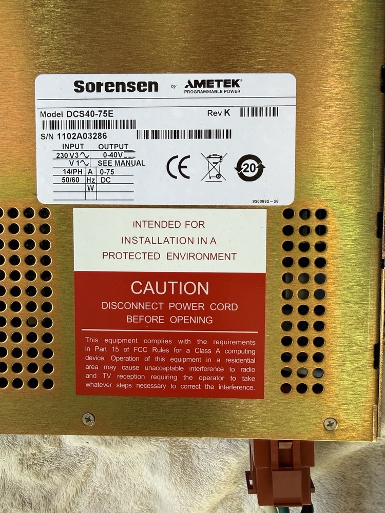 Sorensen DCS40-75E GPIB Programmable DC Power Supply | 40V 75A 3kW