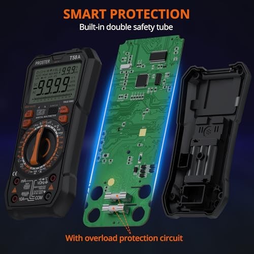 Digital Multimeter TRMS Manual Range Multimeter 9999 Counts NCV Detector red